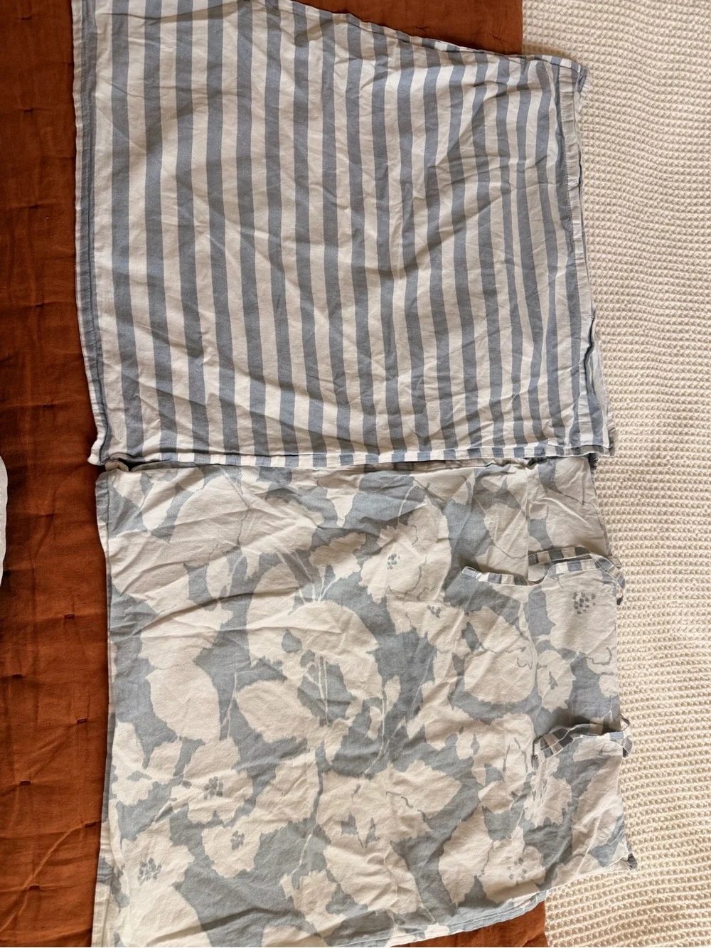 Ralph Lauren Light Blue and White Striped Pillowcases